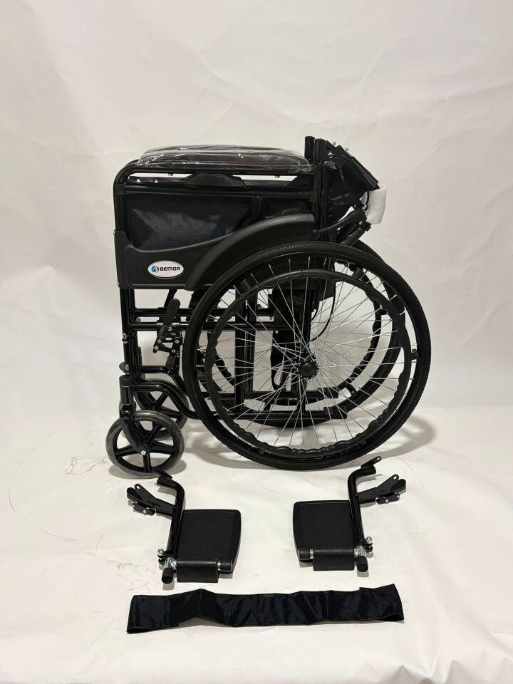 BEMOR DS-24PR Manuel Tekerlekli Sandalye Katlanabilir Hafif Çelik Şase 100 Kg Engelli & Hasta Taşıma